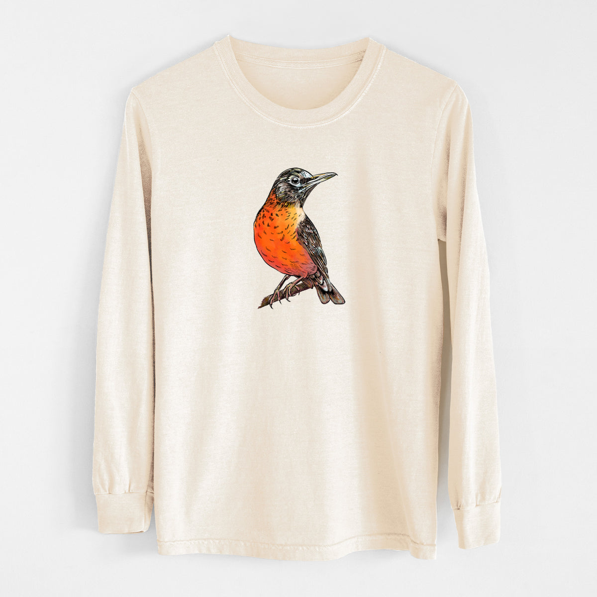 Vibrant American Robin - Turdus migratorius - Unisex Comfort Colors 100% Cotton Long Sleeve