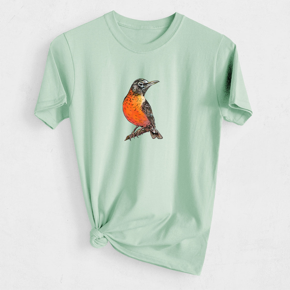 Vibrant American Robin - Turdus migratorius - Heavyweight Men&#39;s 100% Organic Cotton Tee