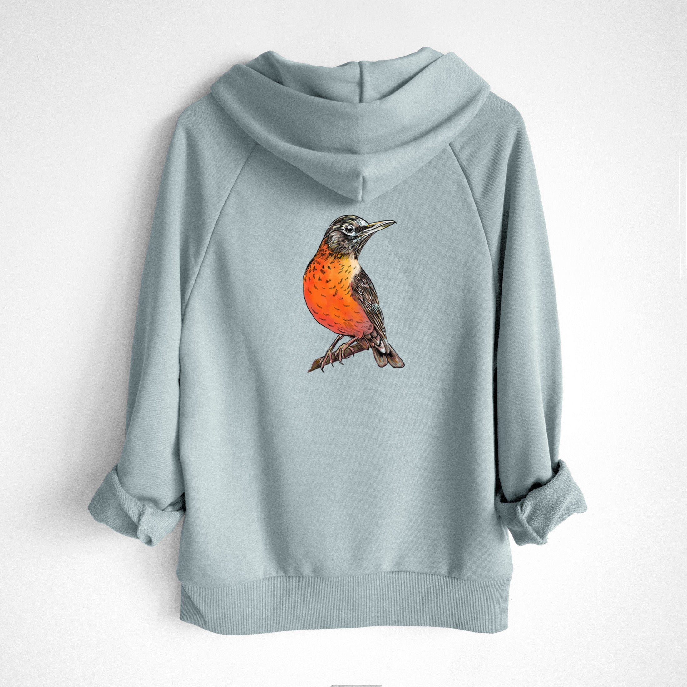 Vibrant American Robin - Turdus migratorius - UltraLuxe Heavyweight French Terry Hoodie