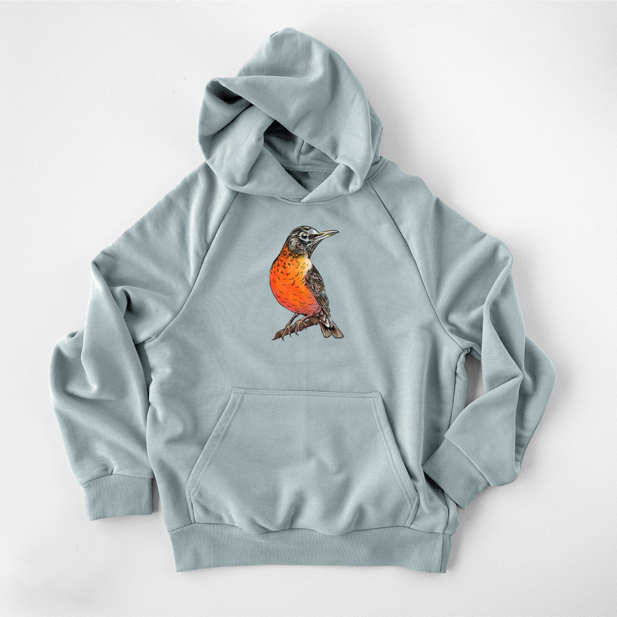 Vibrant American Robin - Turdus migratorius - UltraLuxe Heavyweight French Terry Hoodie