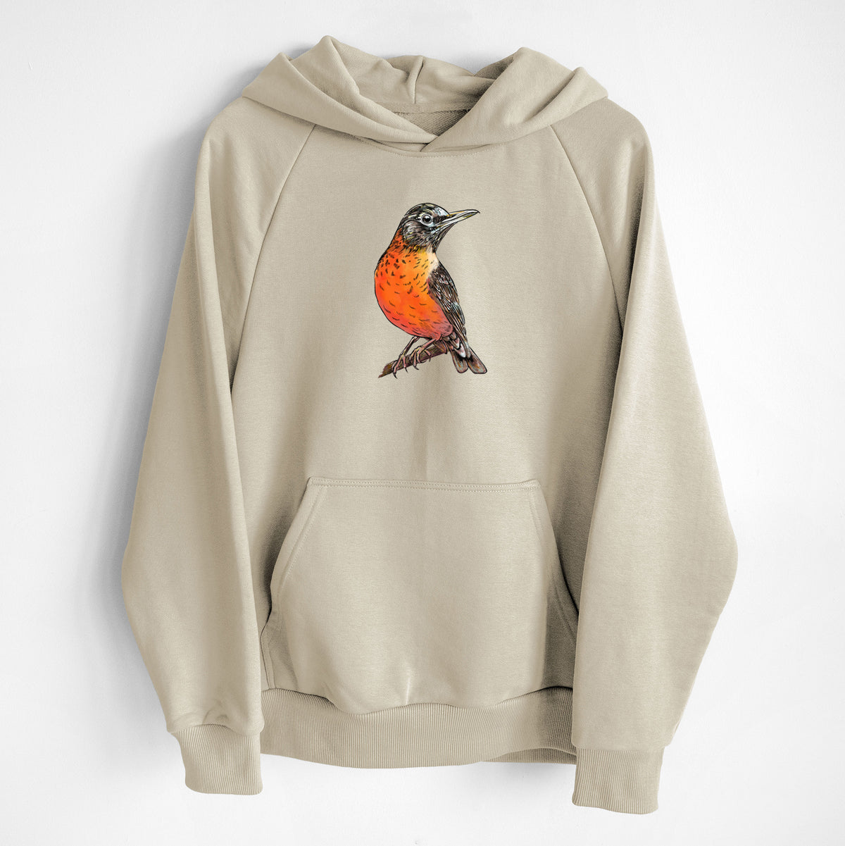 Vibrant American Robin - Turdus migratorius - UltraLuxe Heavyweight French Terry Hoodie