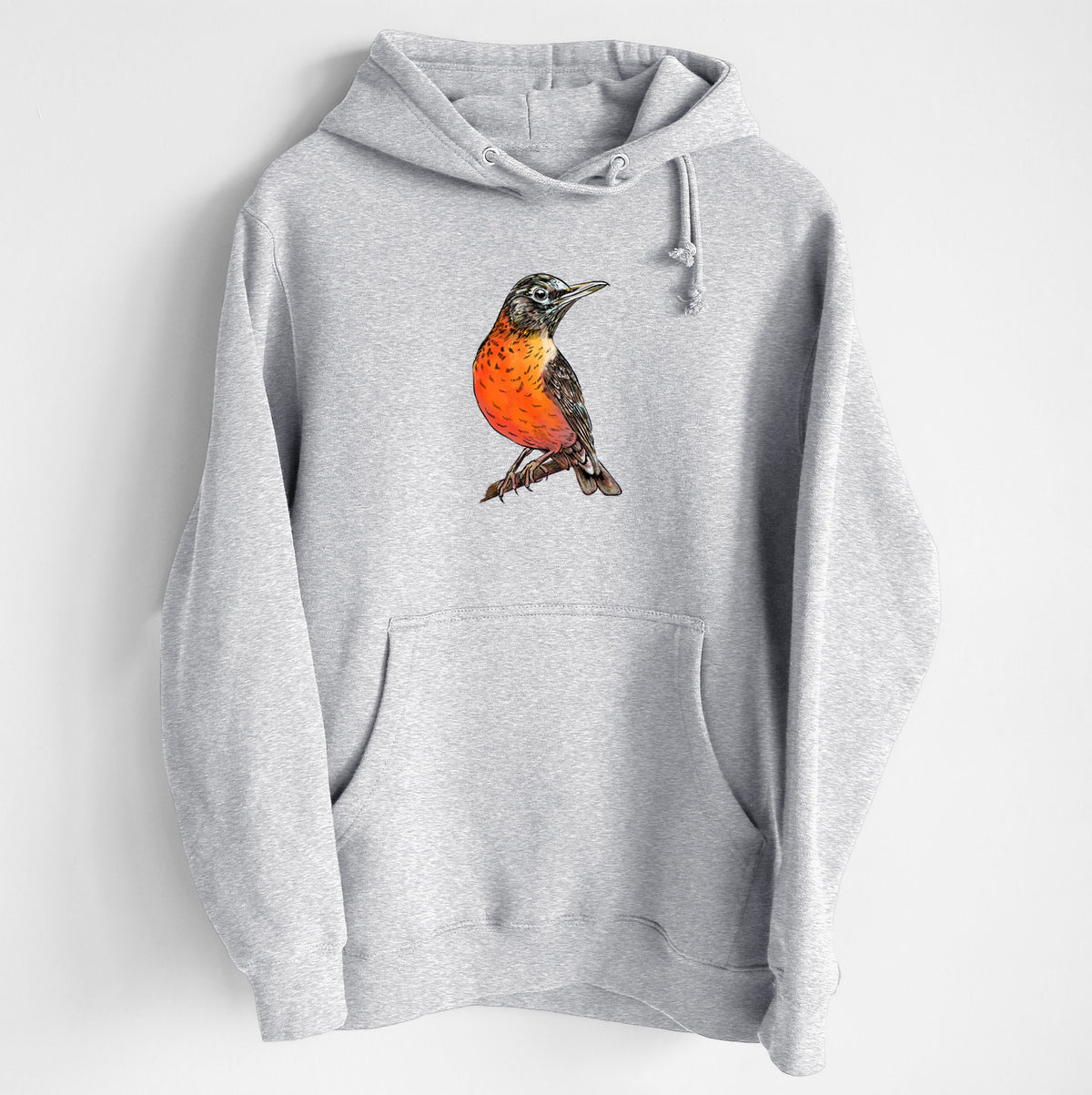 Vibrant American Robin - Turdus migratorius - Heavyweight Fleece Hoodie