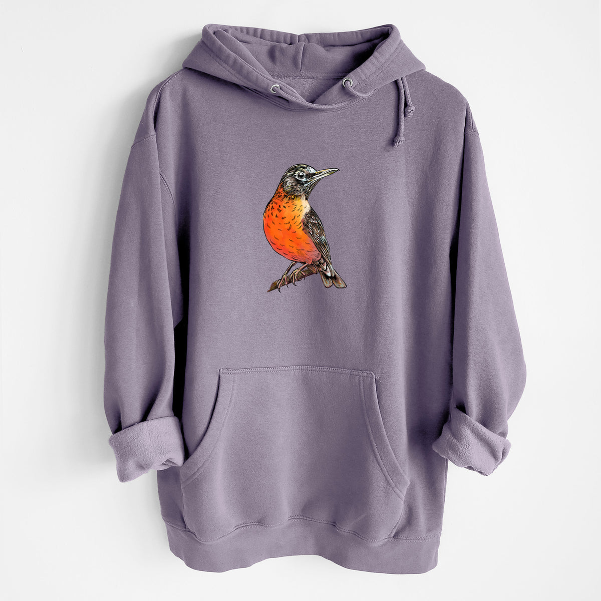 Vibrant American Robin - Turdus migratorius - Heavyweight Fleece Hoodie