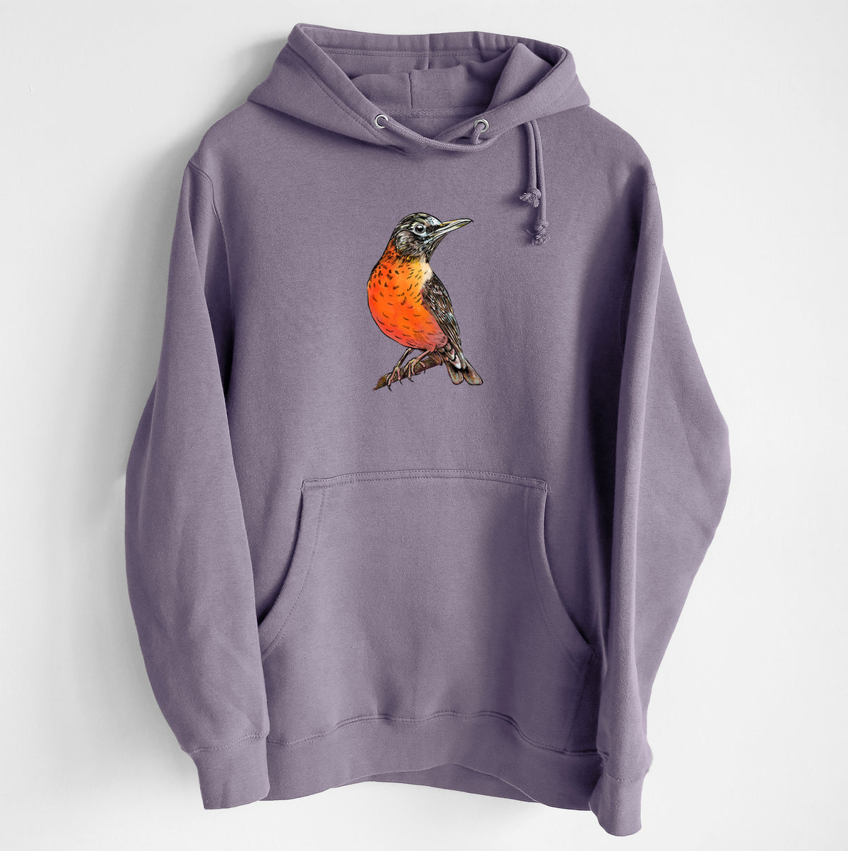 Vibrant American Robin - Turdus migratorius - Heavyweight Fleece Hoodie