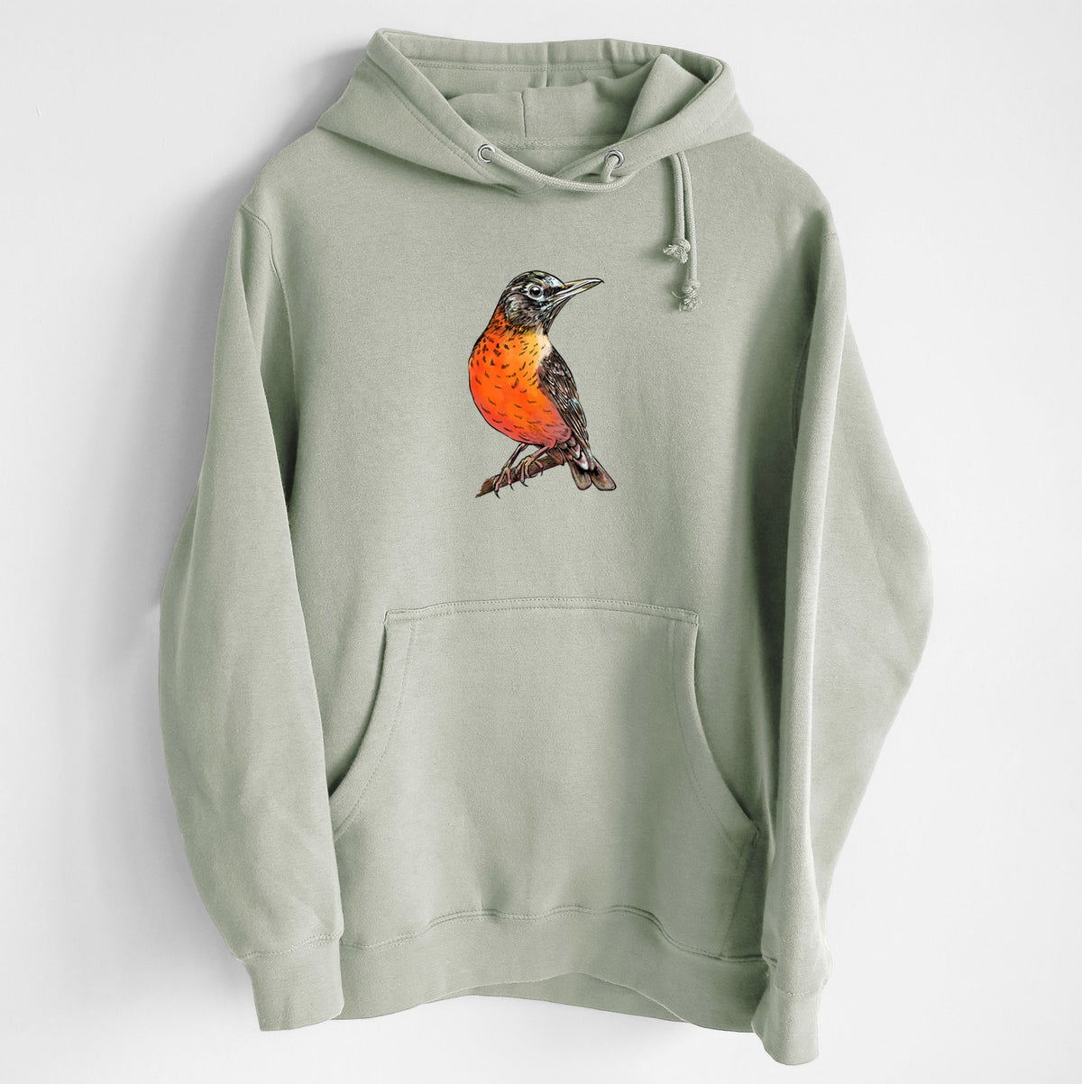 Vibrant American Robin - Turdus migratorius - Heavyweight Fleece Hoodie