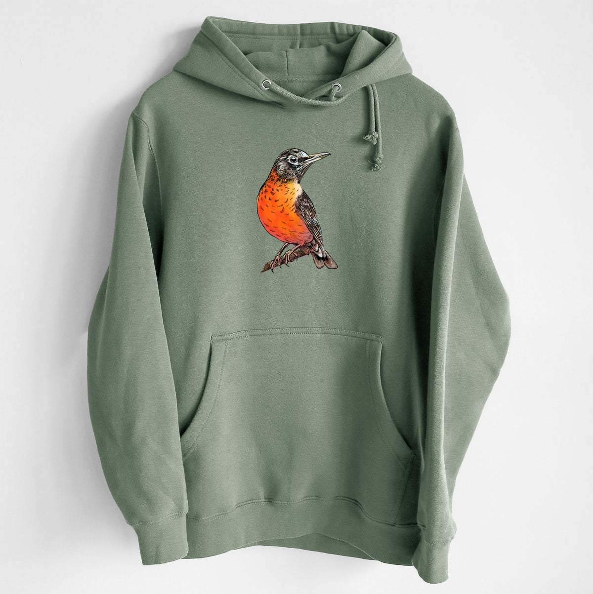 Vibrant American Robin - Turdus migratorius - Heavyweight Fleece Hoodie