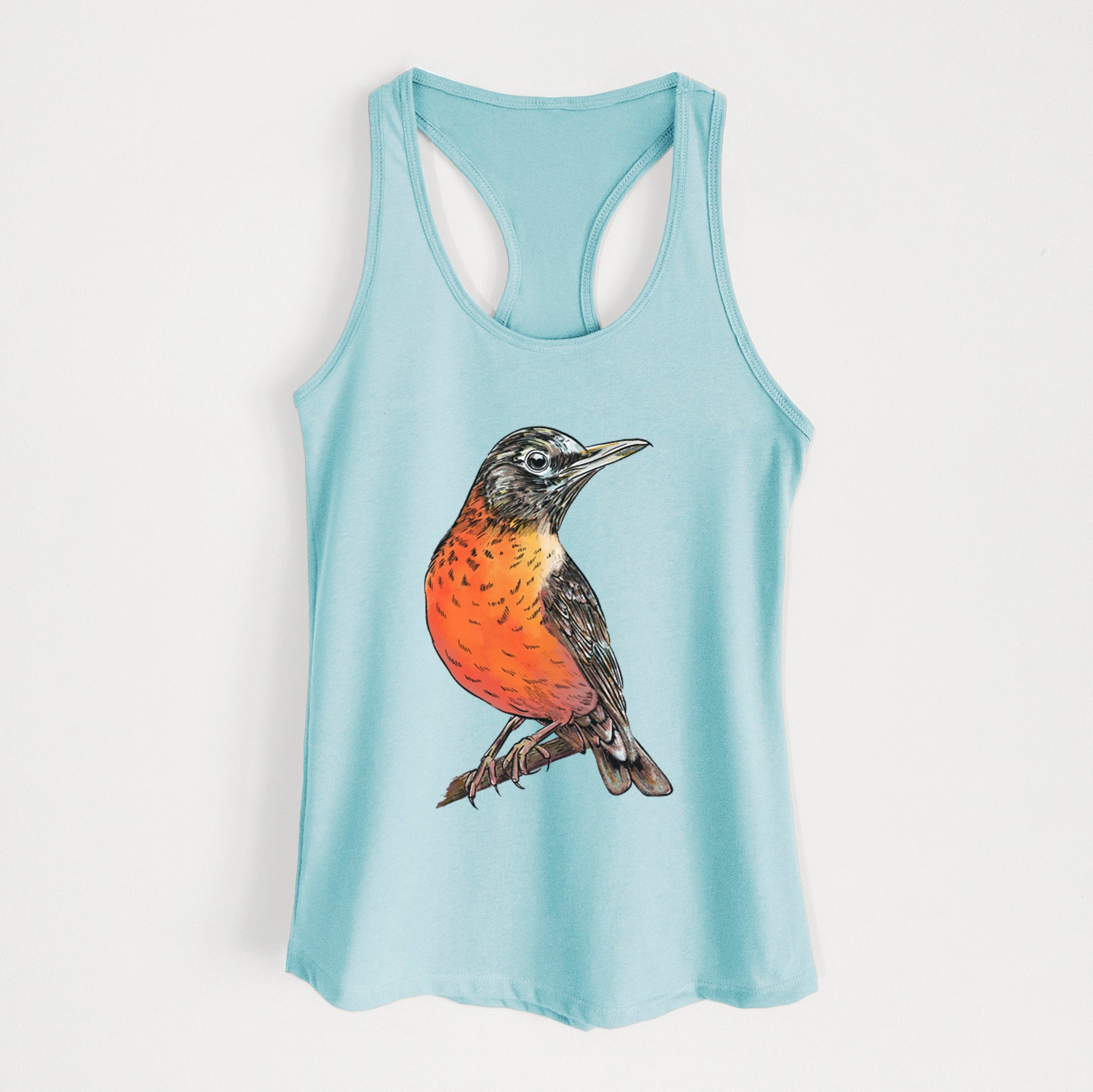 Vibrant American Robin - Turdus migratorius - Women's Racerback Tanktop