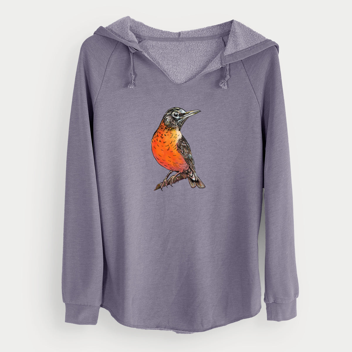 Vibrant American Robin - Turdus migratorius - Cali Wave Hooded Sweatshirt