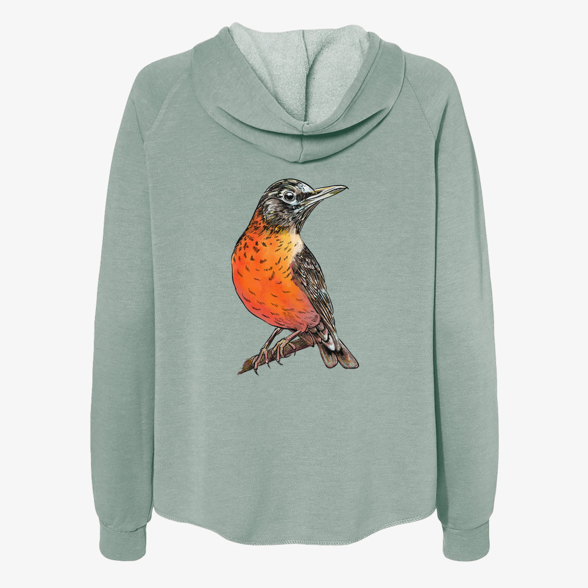 Vibrant American Robin - Turdus migratorius - Women&#39;s Cali Wave Zip-Up Sweatshirt