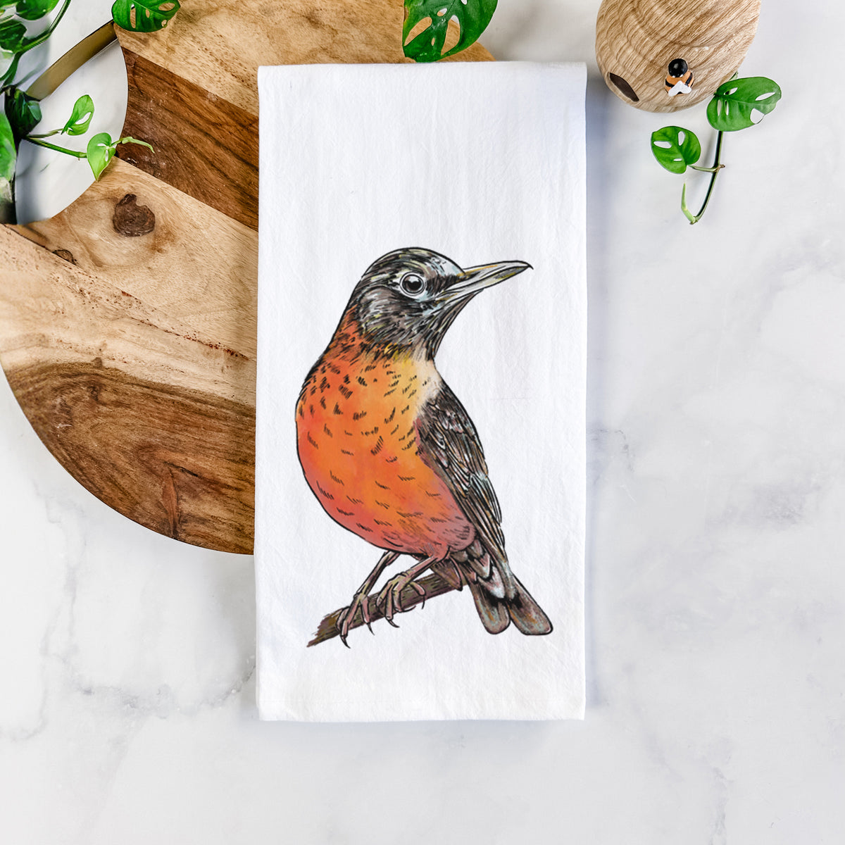 Vibrant American Robin - Turdus migratorius Tea Towel