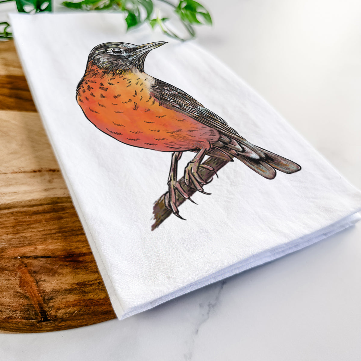 Vibrant American Robin - Turdus migratorius Tea Towel