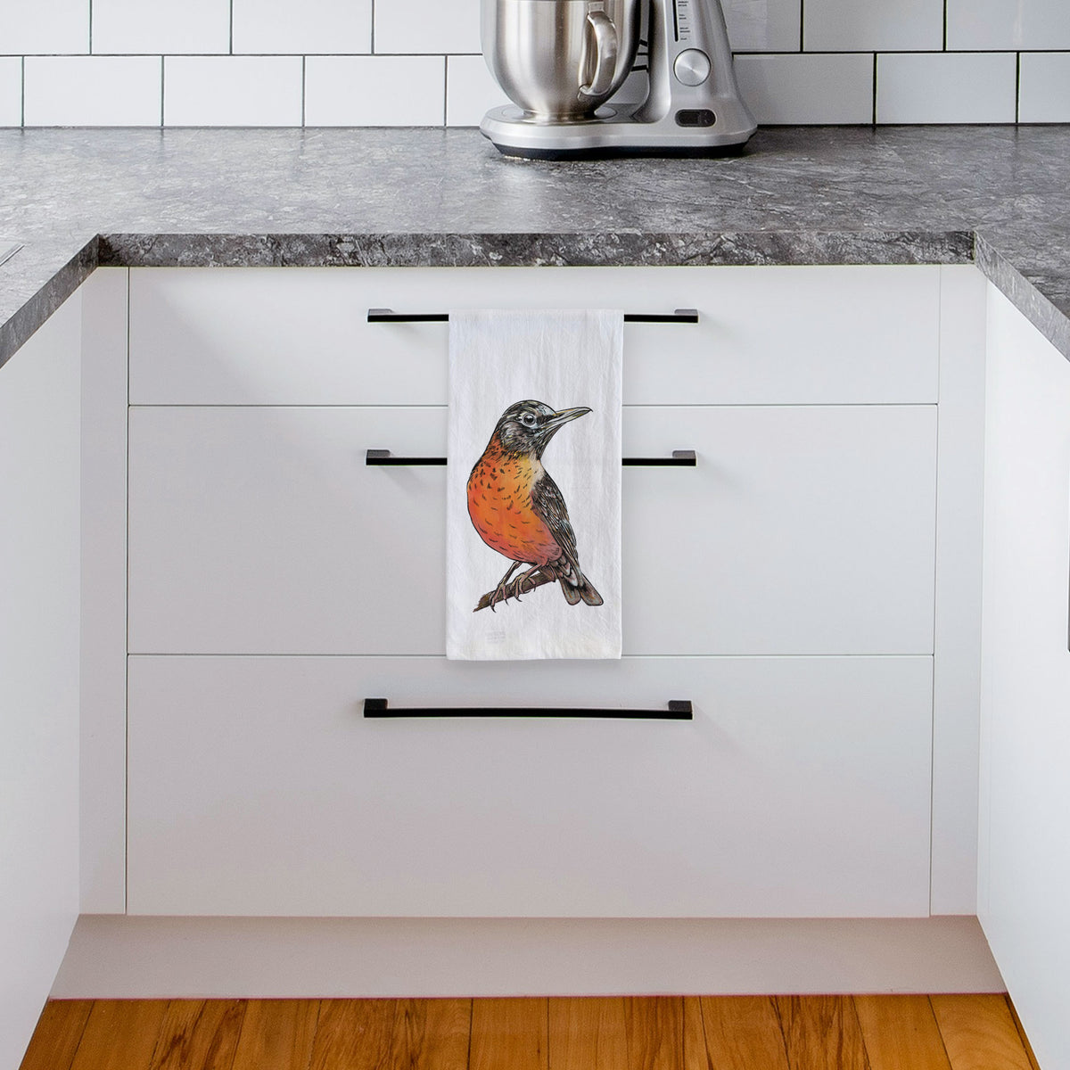 Vibrant American Robin - Turdus migratorius Tea Towel