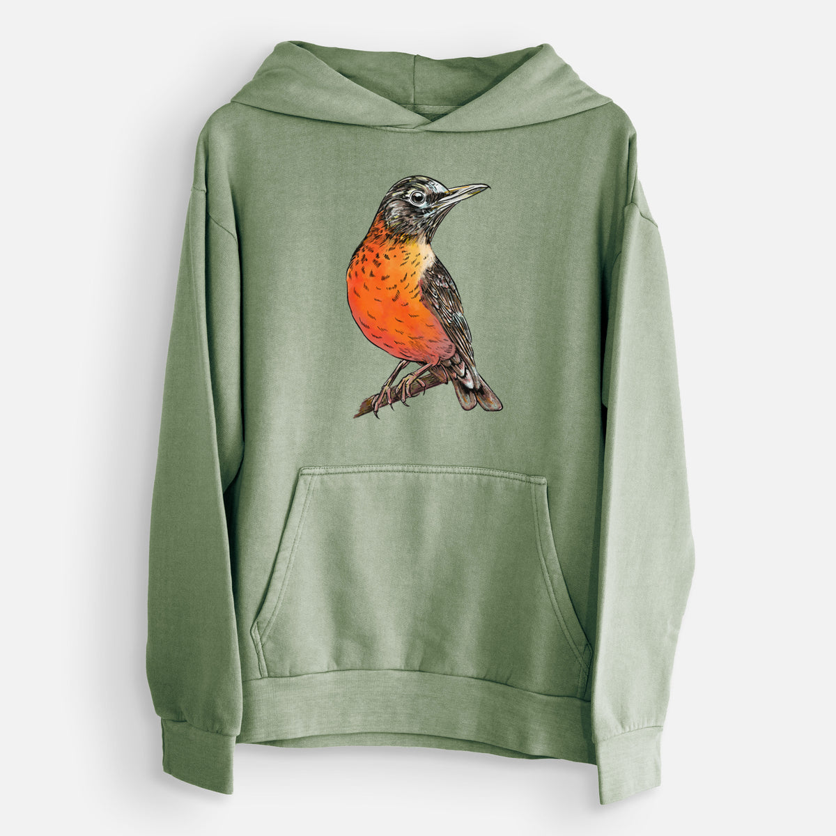 Vibrant American Robin - Turdus migratorius  - Urban Heavyweight Hoodie