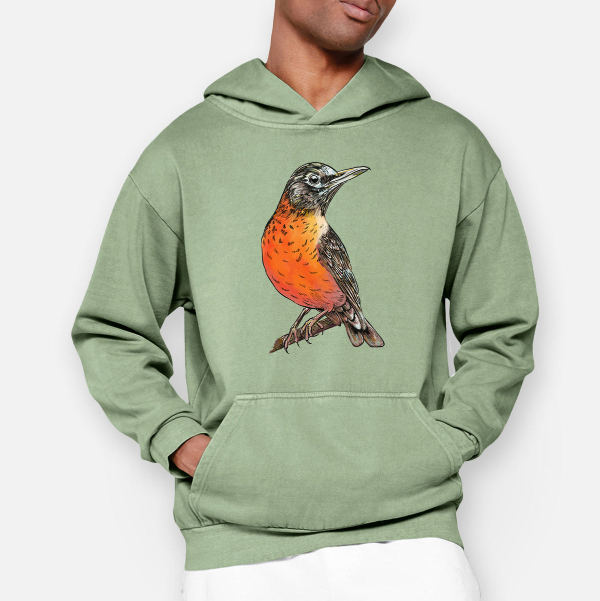 Vibrant American Robin - Turdus migratorius  - Urban Heavyweight Hoodie