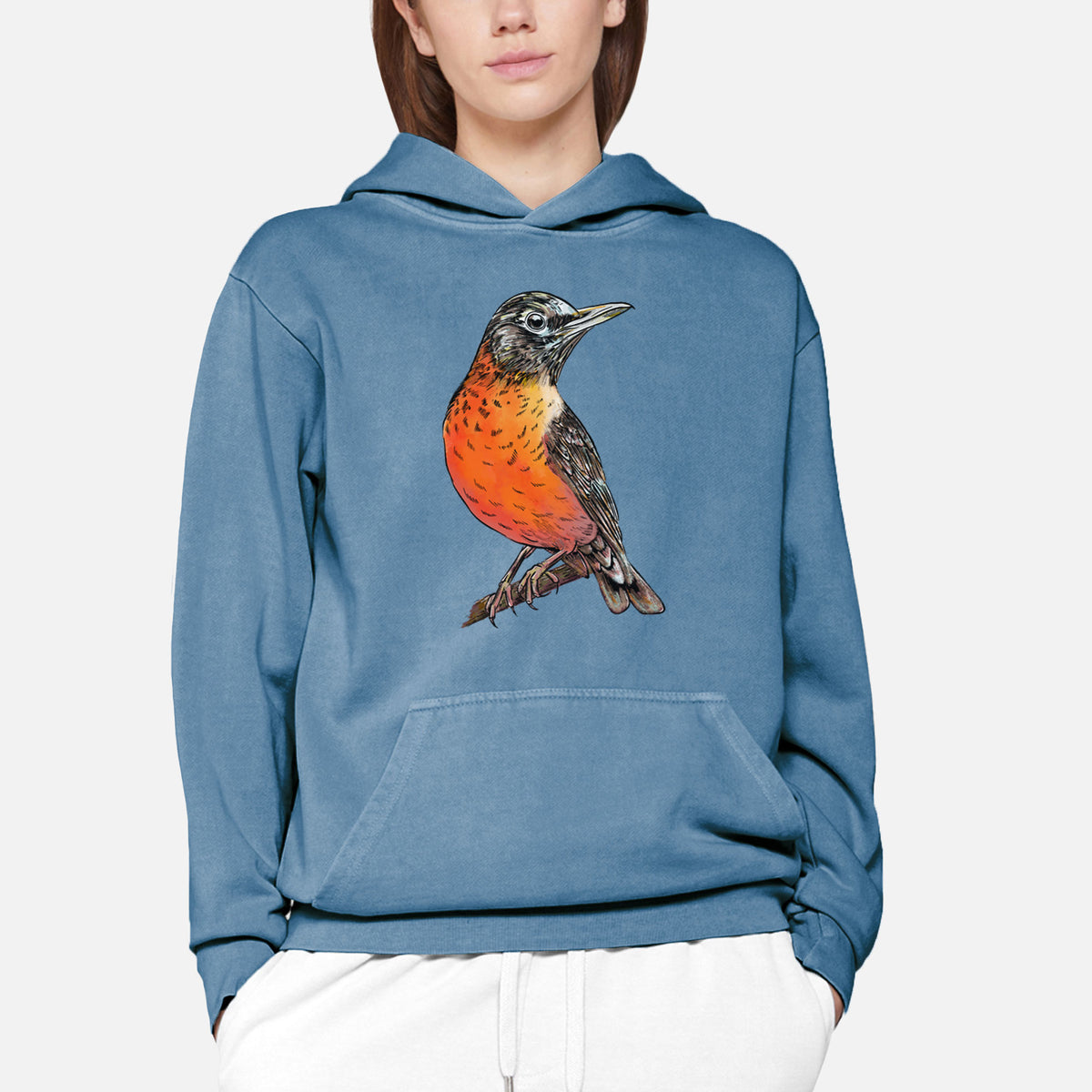 Vibrant American Robin - Turdus migratorius  - Urban Heavyweight Hoodie