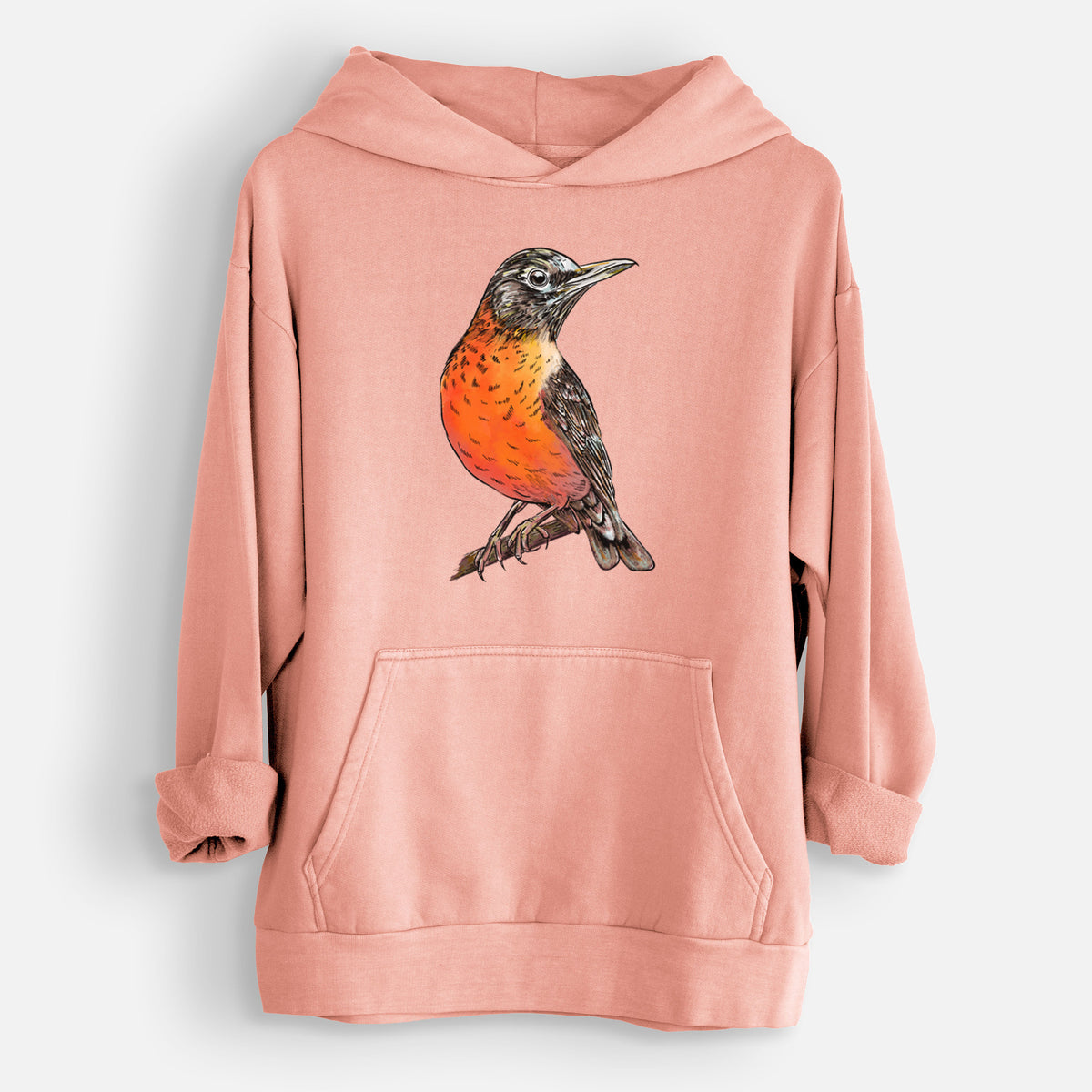 Vibrant American Robin - Turdus migratorius  - Urban Heavyweight Hoodie