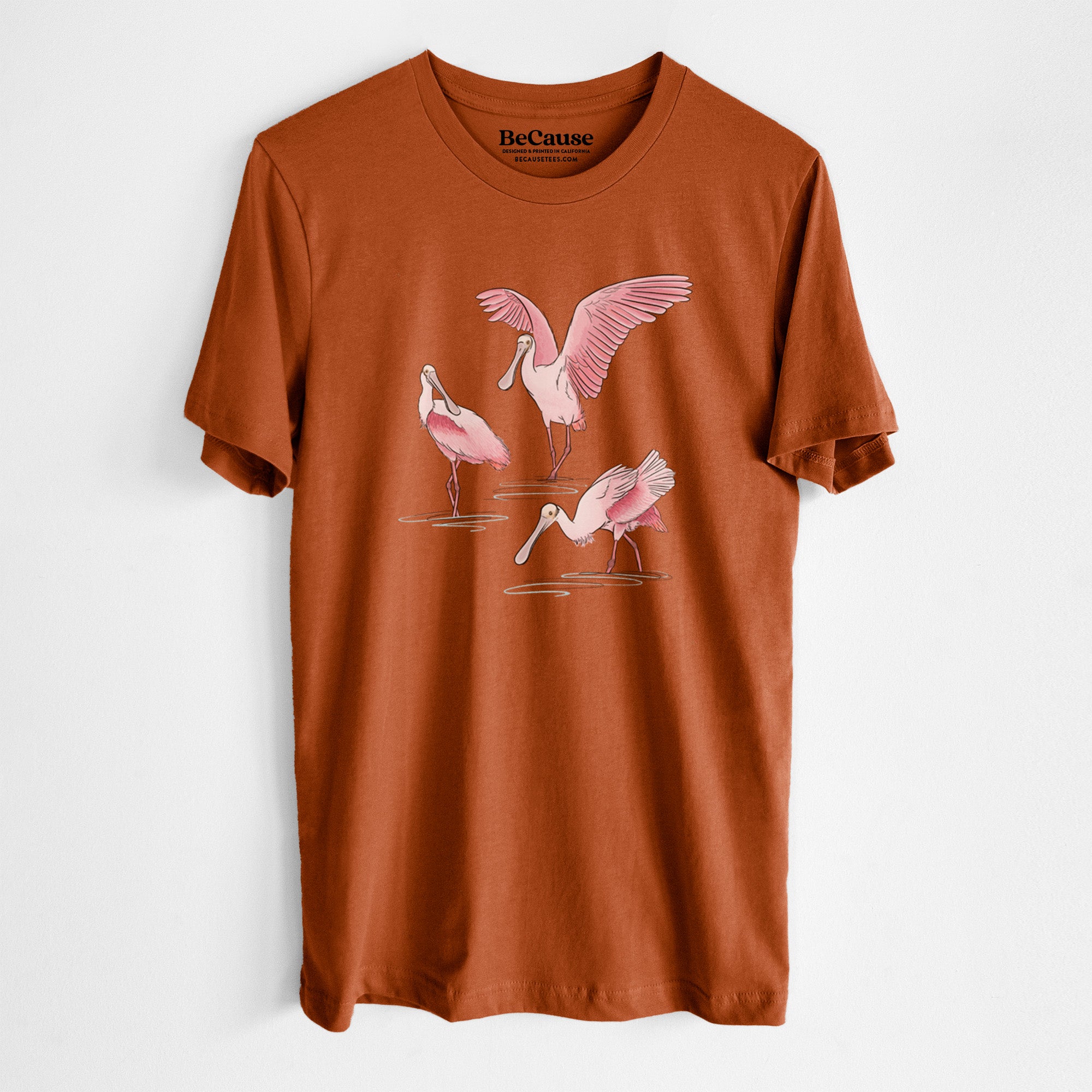 Roseate Spoonbill Trio - Platalea ajaja - Lightweight 100% Cotton Unisex Crewneck