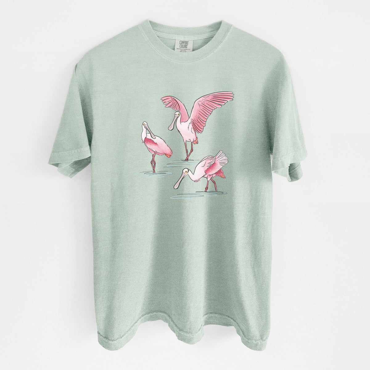 Roseate Spoonbill Trio - Platalea ajaja - Unisex Comfort Colors Garment-Dyed Heavyweight T-shirt