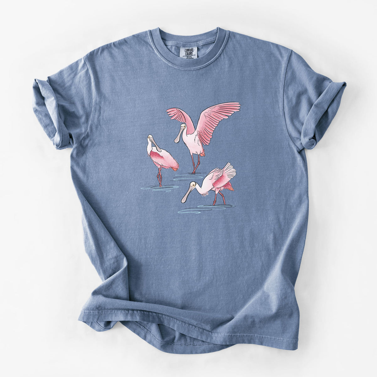Roseate Spoonbill Trio - Platalea ajaja - Unisex Comfort Colors Garment-Dyed Heavyweight T-shirt