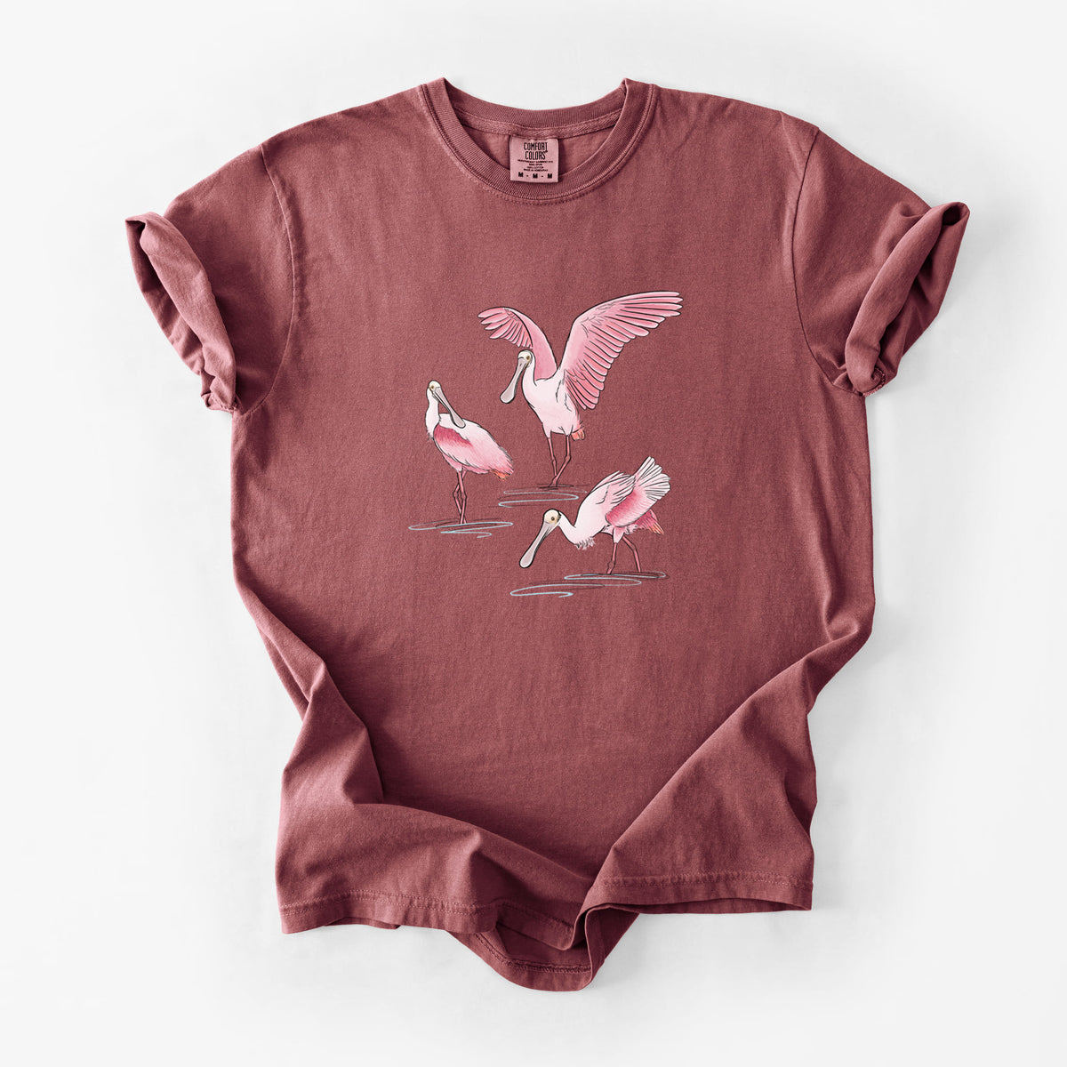 Roseate Spoonbill Trio - Platalea ajaja - Unisex Comfort Colors Garment-Dyed Heavyweight T-shirt