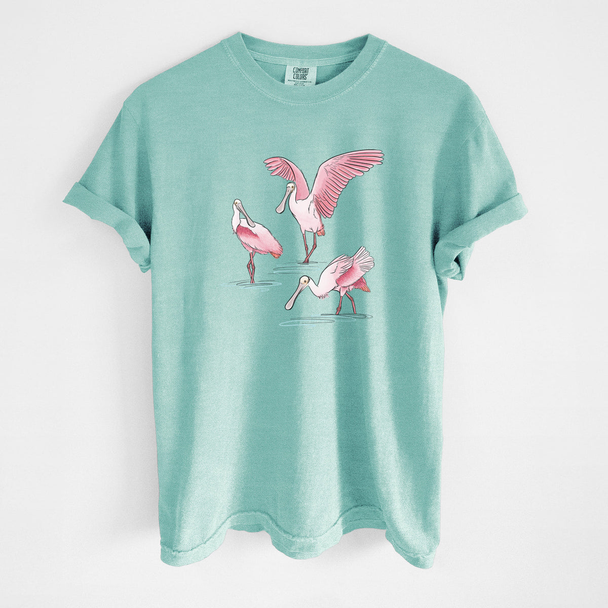 Roseate Spoonbill Trio - Platalea ajaja - Unisex Comfort Colors Garment-Dyed Heavyweight T-shirt