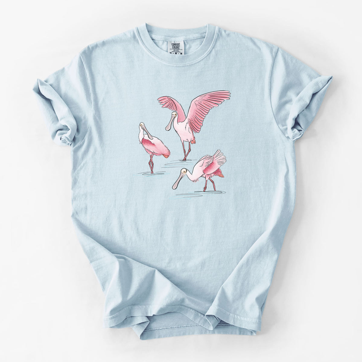 Roseate Spoonbill Trio - Platalea ajaja - Unisex Comfort Colors Garment-Dyed Heavyweight T-shirt