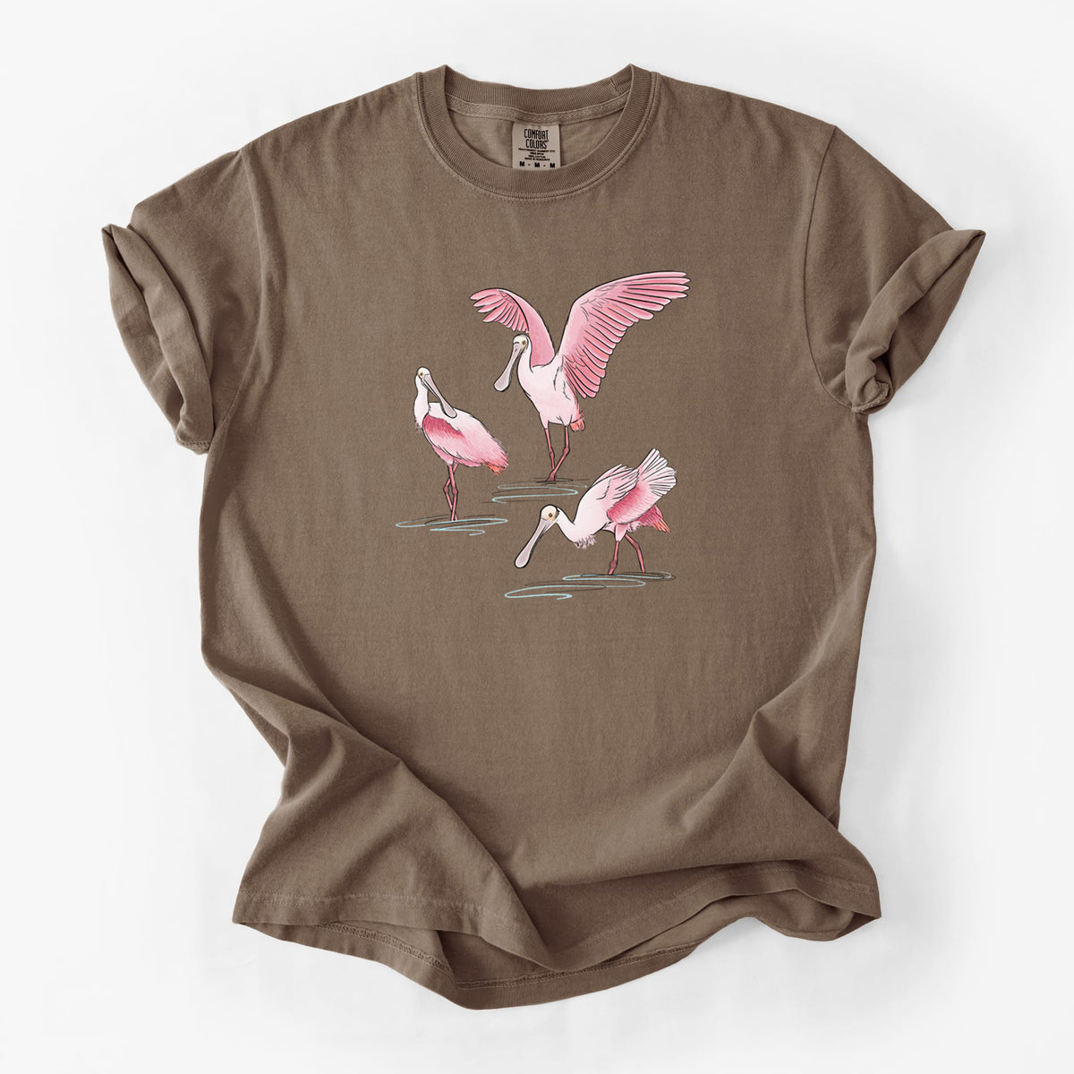 Roseate Spoonbill Trio - Platalea ajaja - Unisex Comfort Colors Garment-Dyed Heavyweight T-shirt