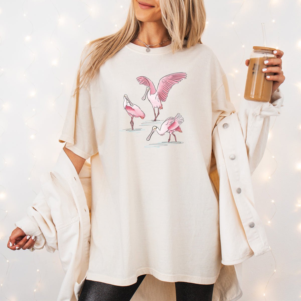 Roseate Spoonbill Trio - Platalea ajaja - Unisex Comfort Colors Garment-Dyed Heavyweight T-shirt