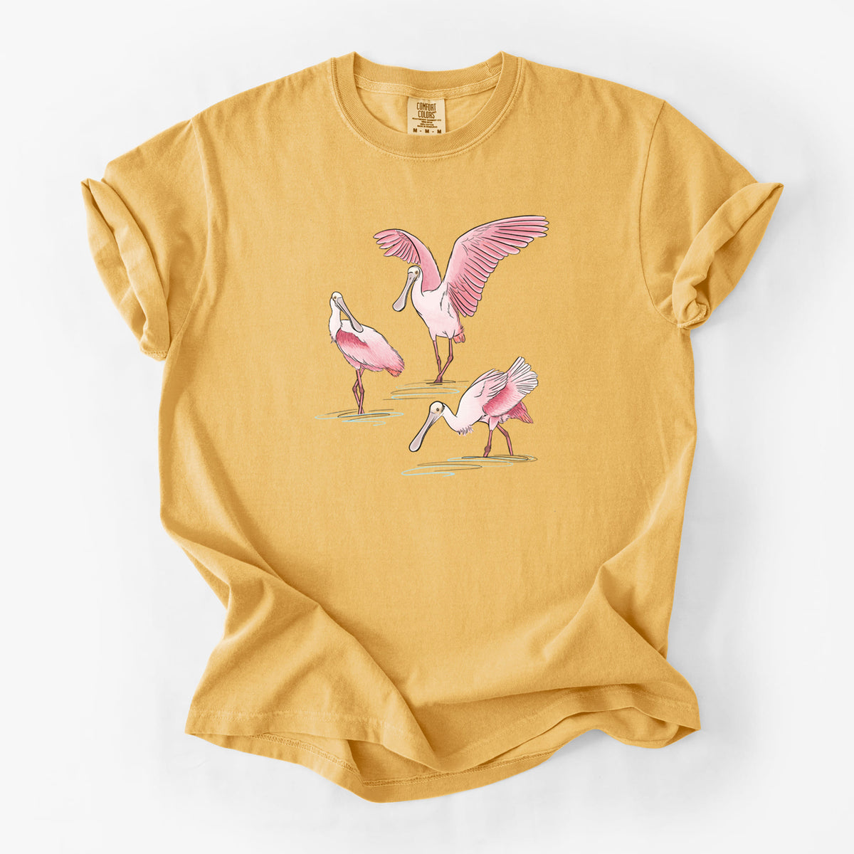 Roseate Spoonbill Trio - Platalea ajaja - Unisex Comfort Colors Garment-Dyed Heavyweight T-shirt
