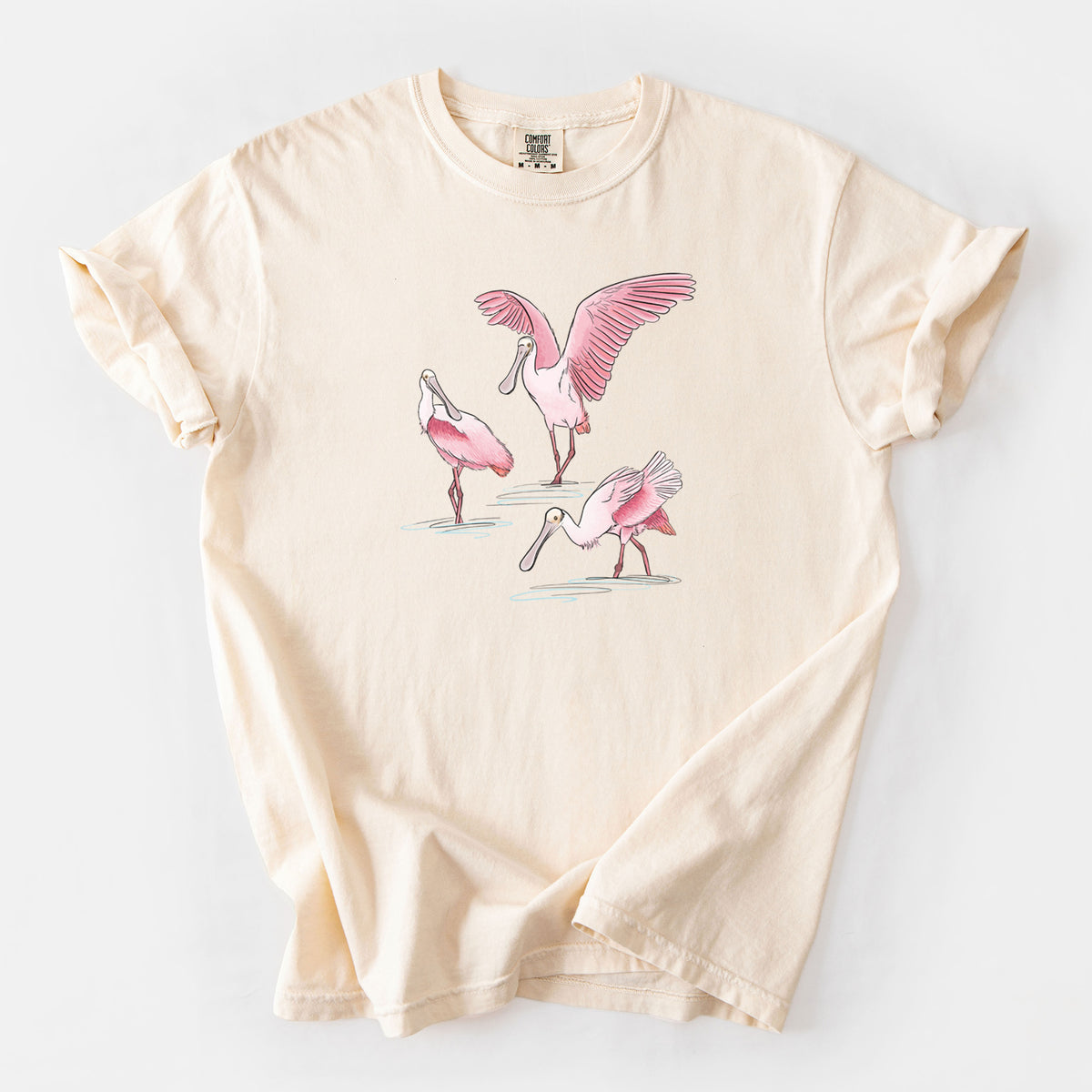 Roseate Spoonbill Trio - Platalea ajaja - Unisex Comfort Colors Garment-Dyed Heavyweight T-shirt
