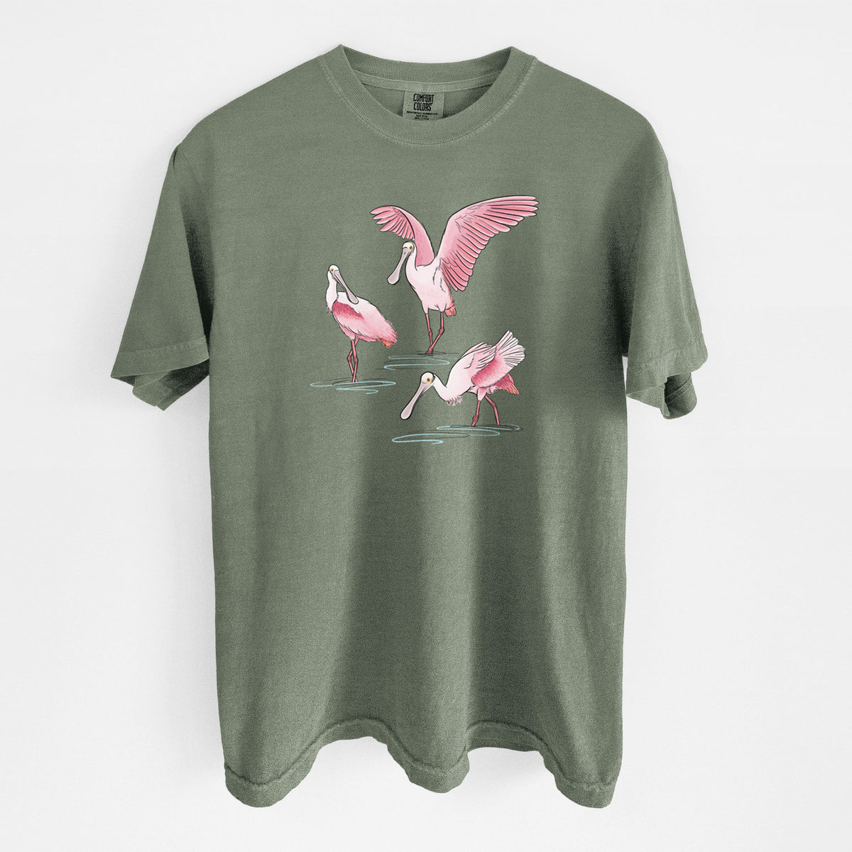 Roseate Spoonbill Trio - Platalea ajaja - Unisex Comfort Colors Garment-Dyed Heavyweight T-shirt