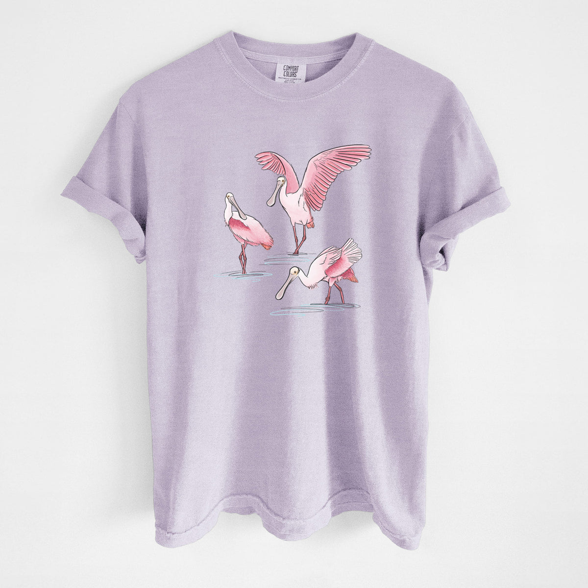 Roseate Spoonbill Trio - Platalea ajaja - Unisex Comfort Colors Garment-Dyed Heavyweight T-shirt