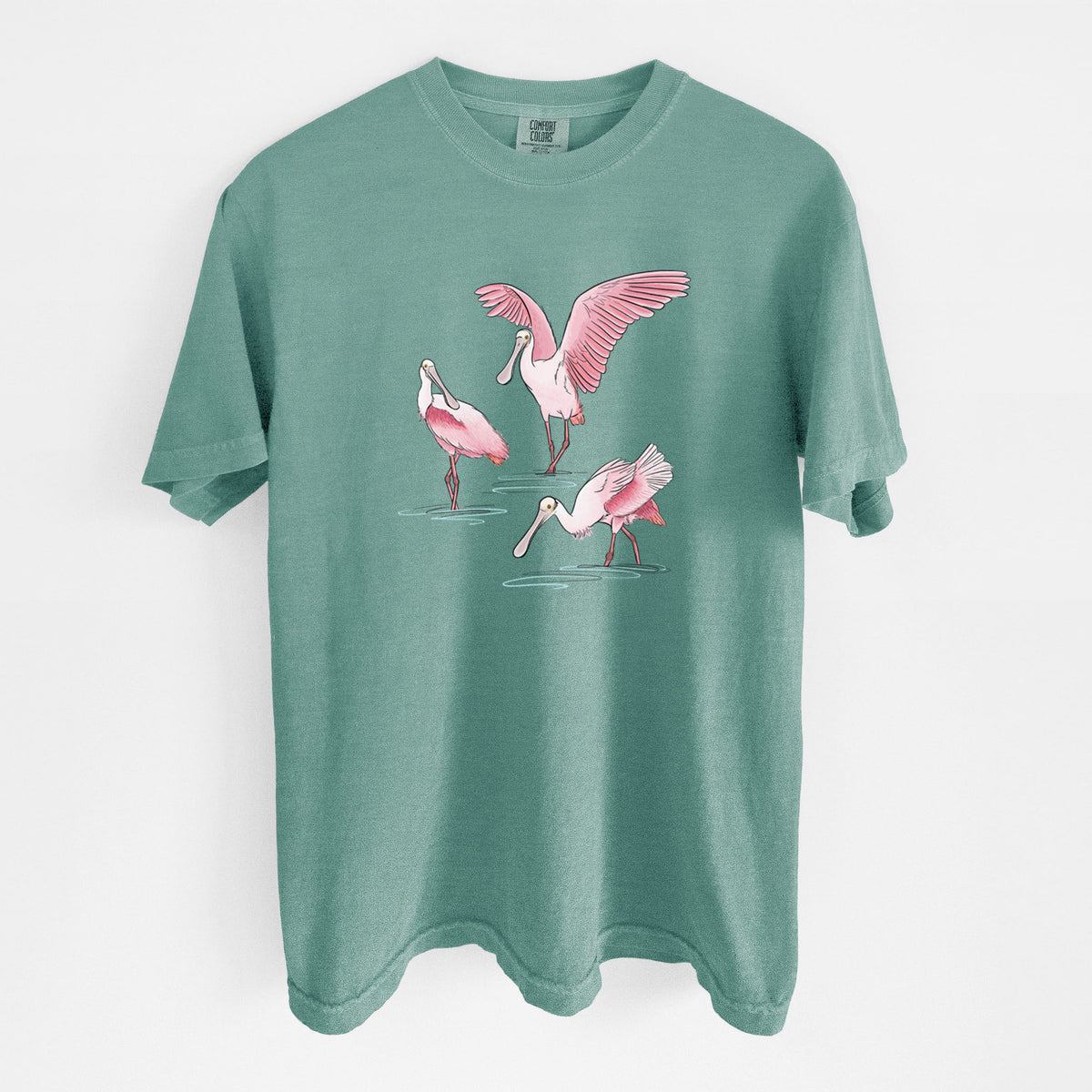Roseate Spoonbill Trio - Platalea ajaja - Unisex Comfort Colors Garment-Dyed Heavyweight T-shirt
