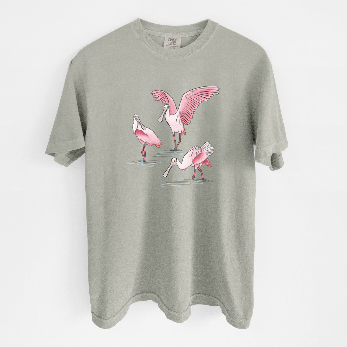 Roseate Spoonbill Trio - Platalea ajaja - Unisex Comfort Colors Garment-Dyed Heavyweight T-shirt