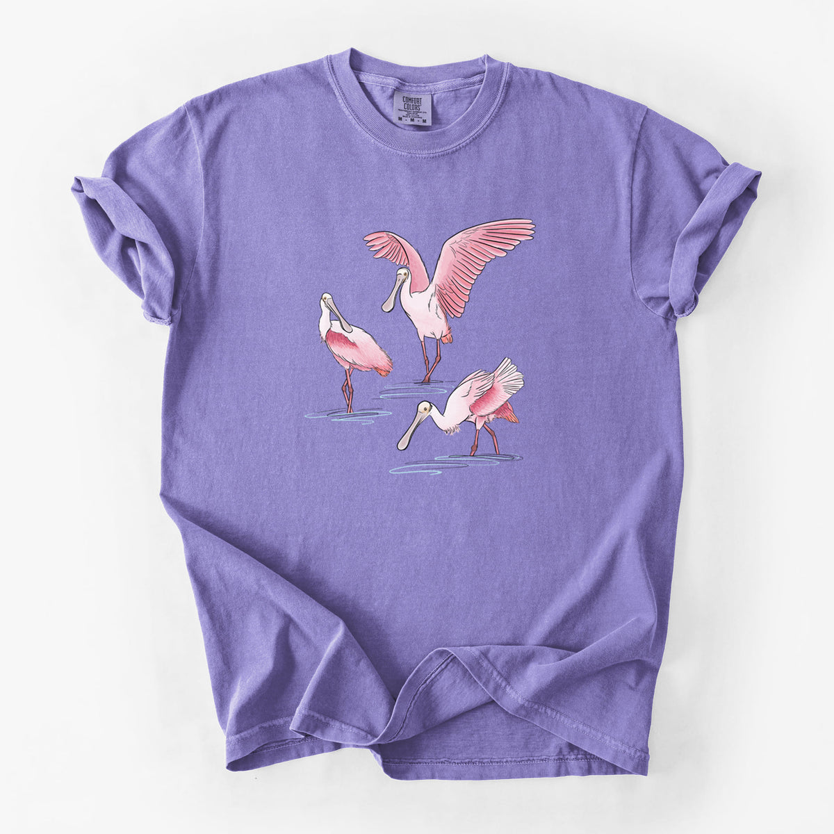 Roseate Spoonbill Trio - Platalea ajaja - Unisex Comfort Colors Garment-Dyed Heavyweight T-shirt