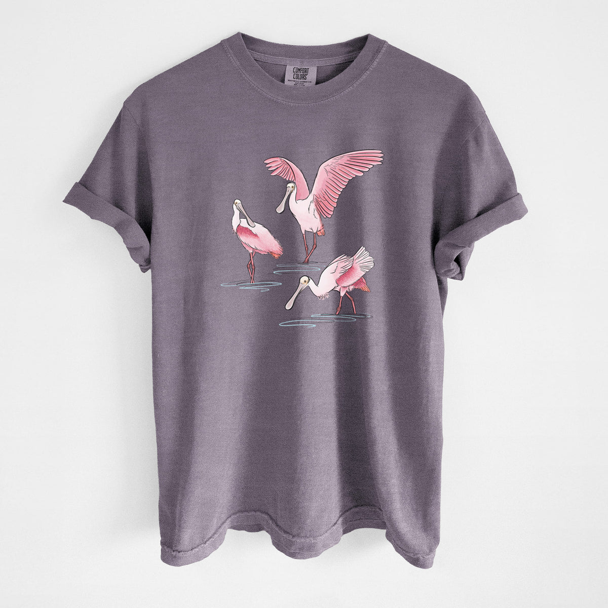 Roseate Spoonbill Trio - Platalea ajaja - Unisex Comfort Colors Garment-Dyed Heavyweight T-shirt