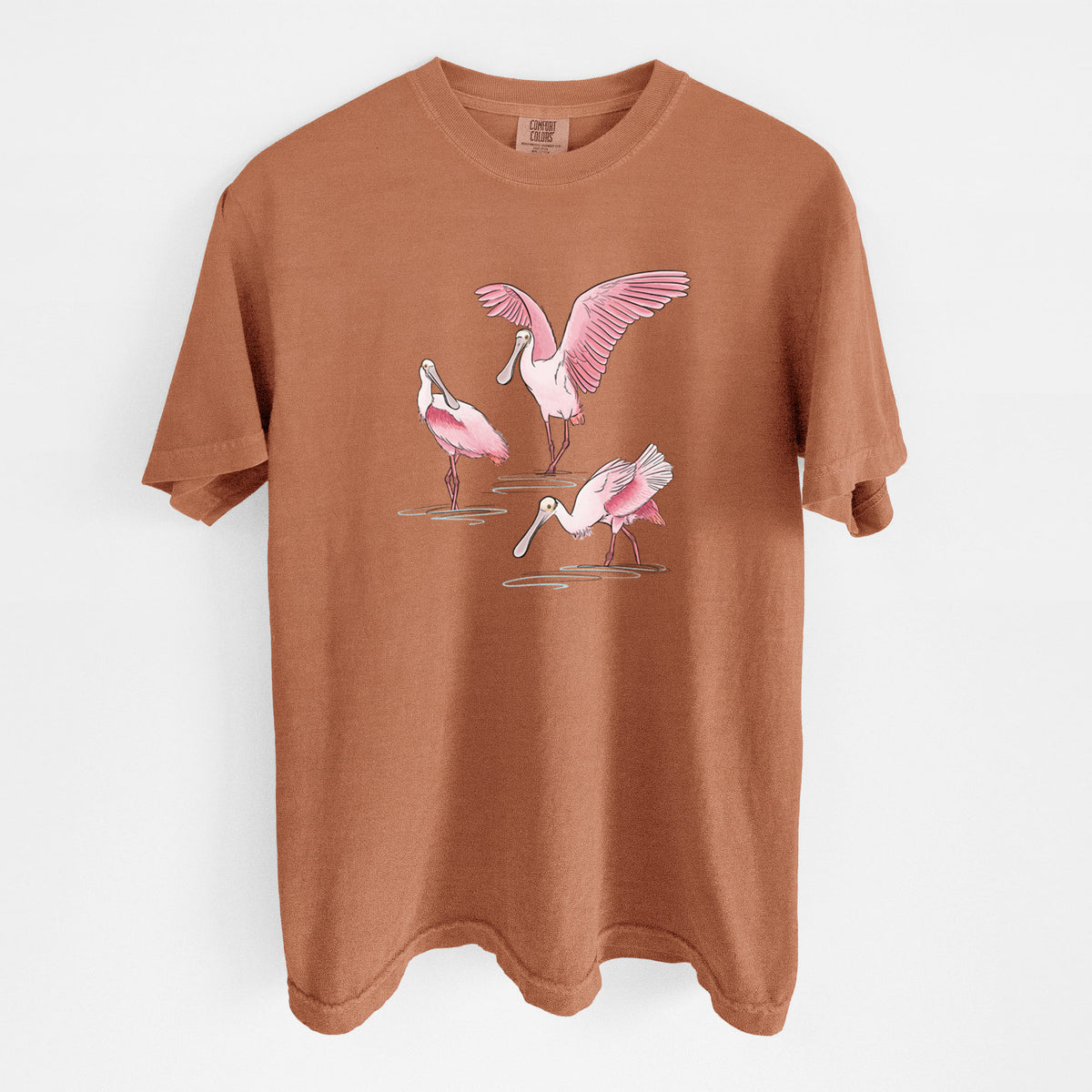 Roseate Spoonbill Trio - Platalea ajaja - Unisex Comfort Colors Garment-Dyed Heavyweight T-shirt