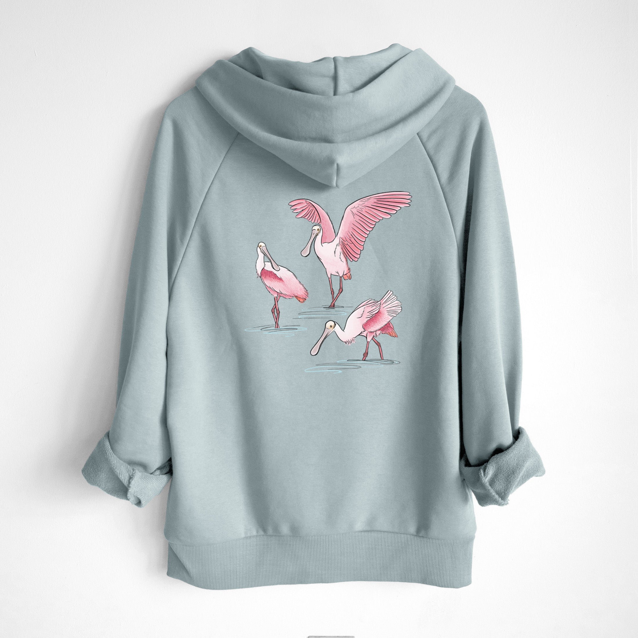 Roseate Spoonbill Trio - Platalea ajaja - UltraLuxe Heavyweight French Terry Hoodie