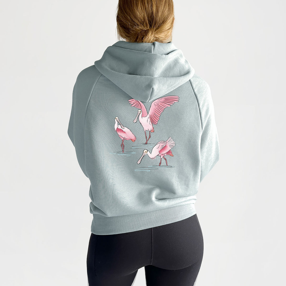 Roseate Spoonbill Trio - Platalea ajaja - UltraLuxe Heavyweight French Terry Hoodie