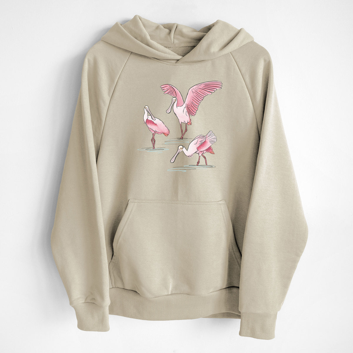 Roseate Spoonbill Trio - Platalea ajaja - UltraLuxe Heavyweight French Terry Hoodie