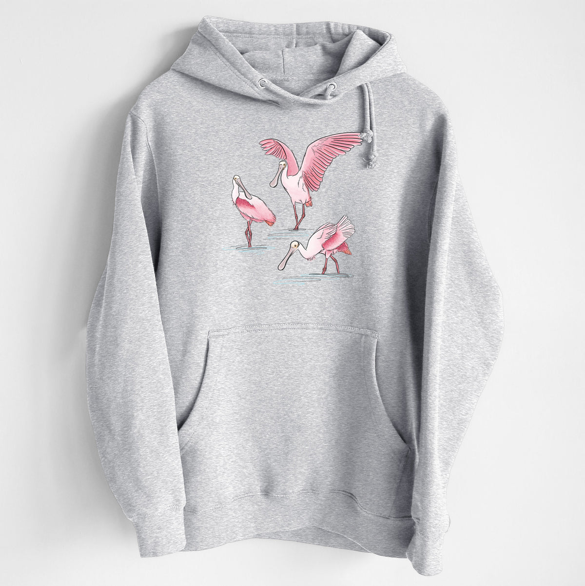 Roseate Spoonbill Trio - Platalea ajaja - Heavyweight Fleece Hoodie