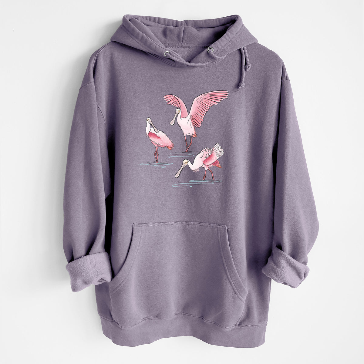 Roseate Spoonbill Trio - Platalea ajaja - Heavyweight Fleece Hoodie