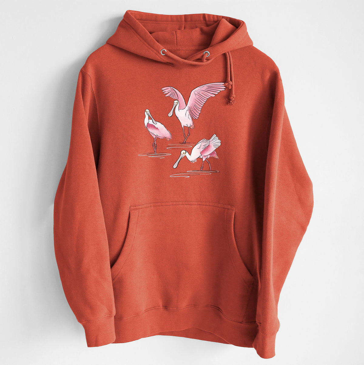 Roseate Spoonbill Trio - Platalea ajaja - Heavyweight Fleece Hoodie