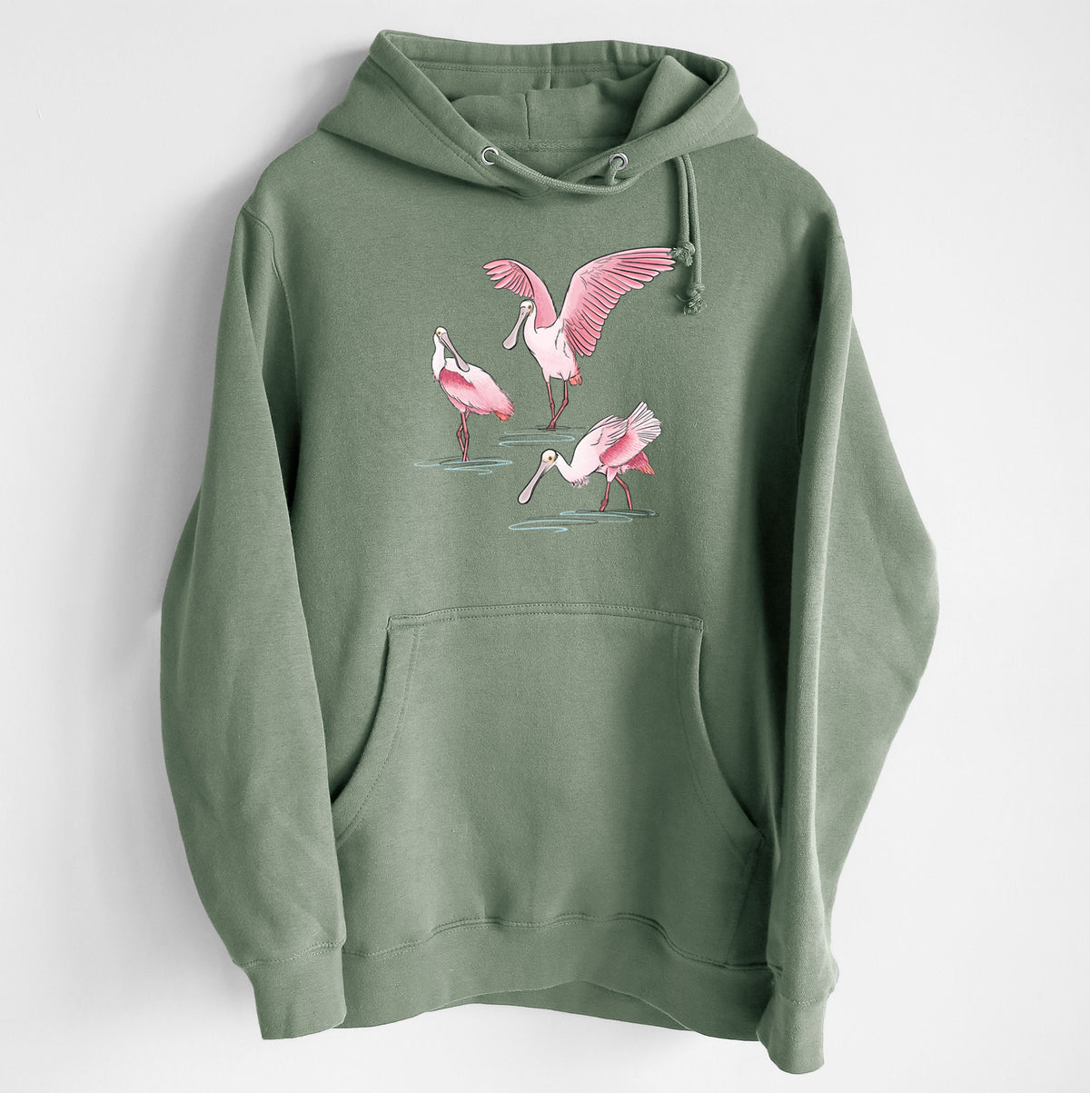 Roseate Spoonbill Trio - Platalea ajaja - Heavyweight Fleece Hoodie