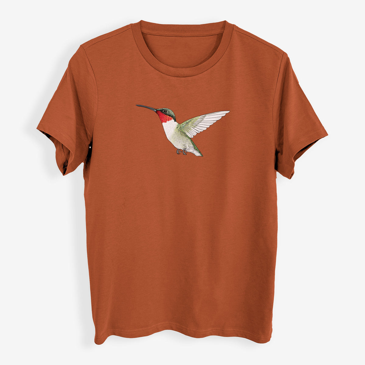 Vibrant Ruby-throated Hummingbird - Archilochus colubris - Womens Everyday Maple Tee