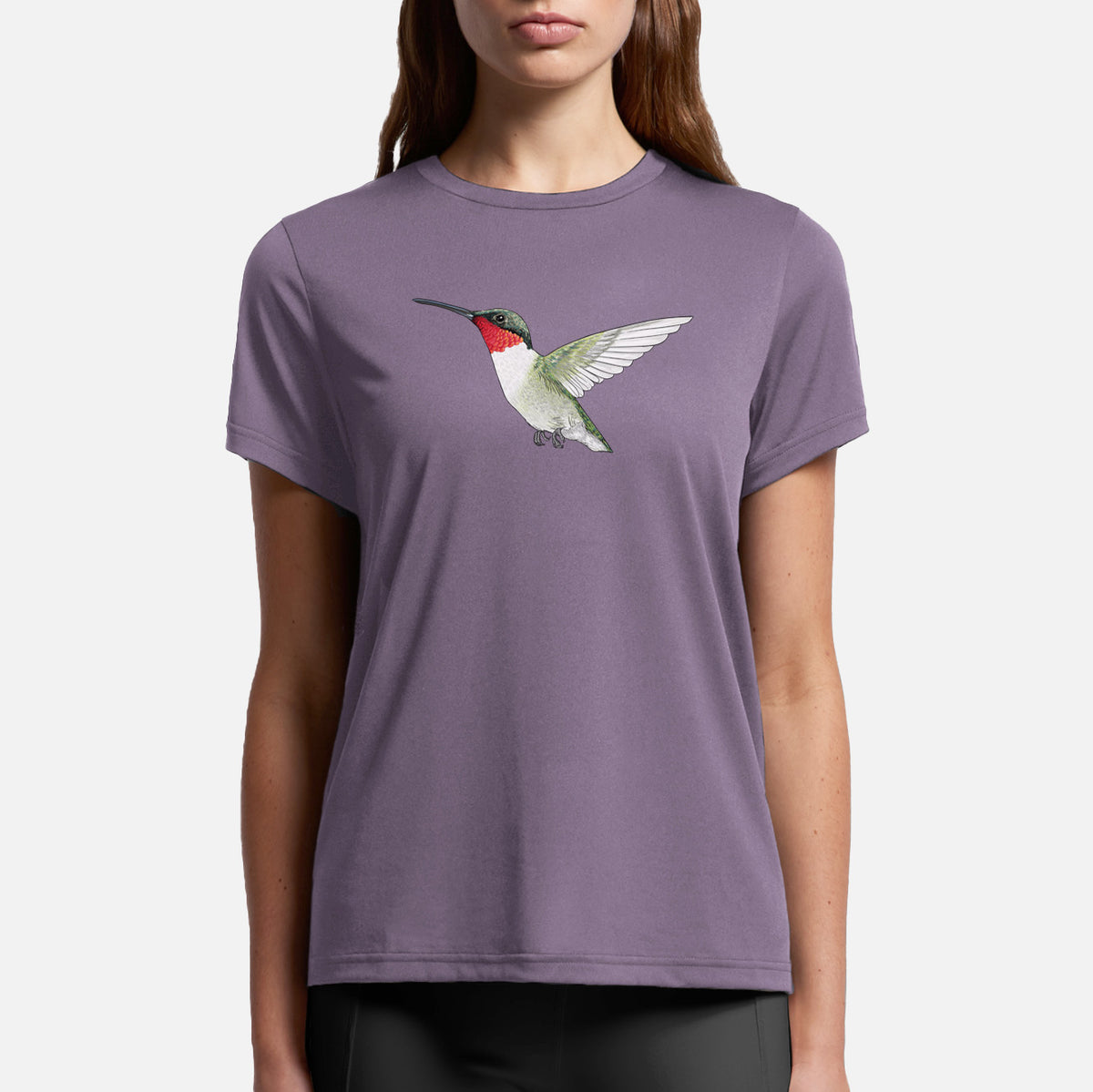 Vibrant Ruby-throated Hummingbird - Archilochus colubris - Womens Everyday Maple Tee