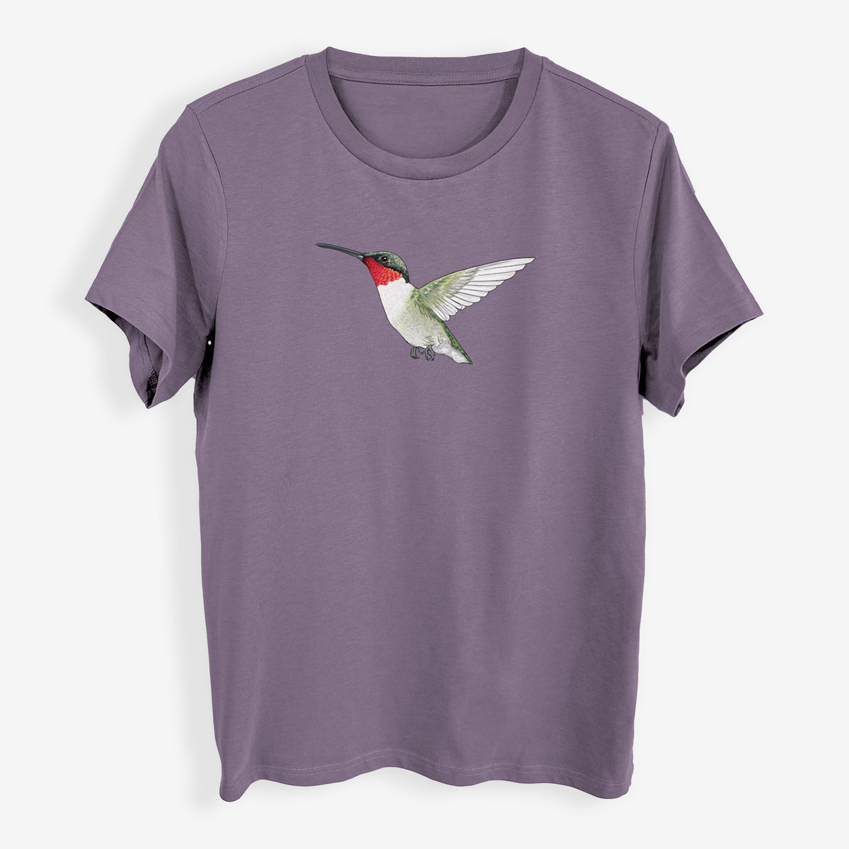 Vibrant Ruby-throated Hummingbird - Archilochus colubris - Womens Everyday Maple Tee