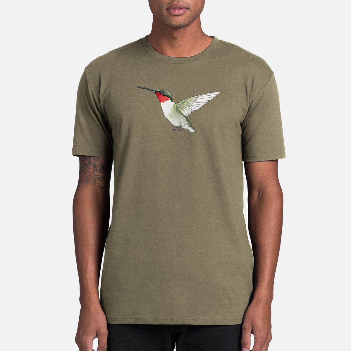 Vibrant Ruby-throated Hummingbird - Archilochus colubris - Mens Everyday Staple Tee