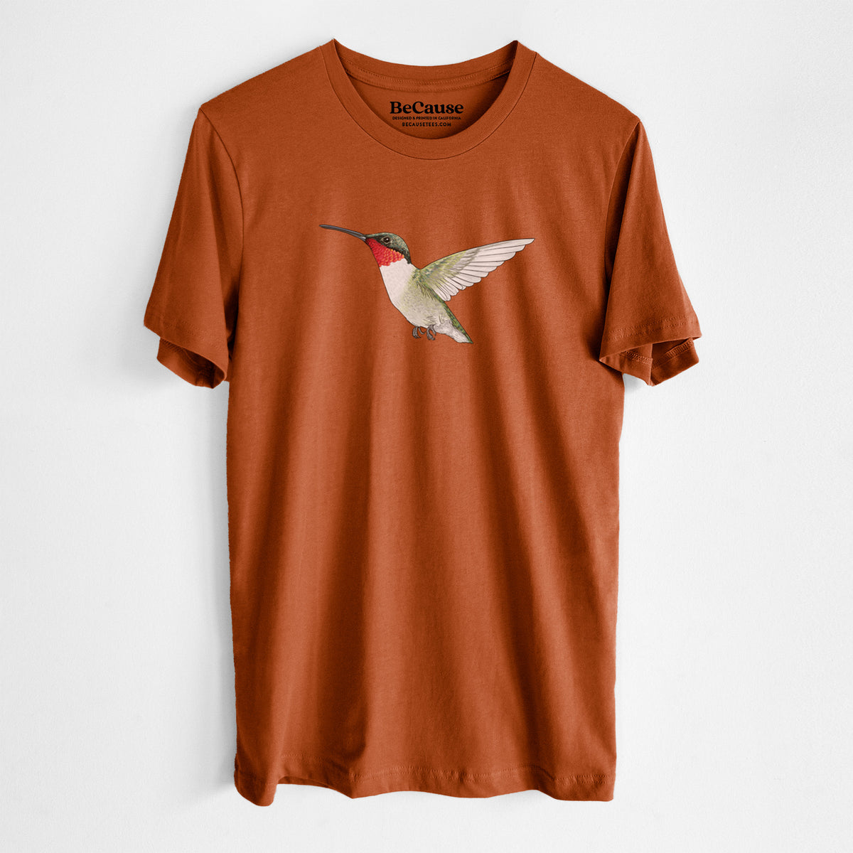 Vibrant Ruby-throated Hummingbird - Archilochus colubris - Lightweight 100% Cotton Unisex Crewneck