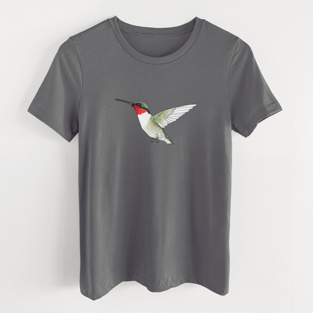 Vibrant Ruby-throated Hummingbird - Archilochus colubris - Women&#39;s Lightweight Relaxed Fit 100% Cotton Crewneck
